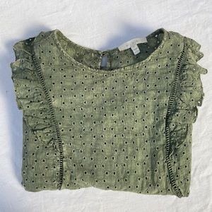 🏝️ Sage Green Eyelet & embroidered Top Small Eri + Ali